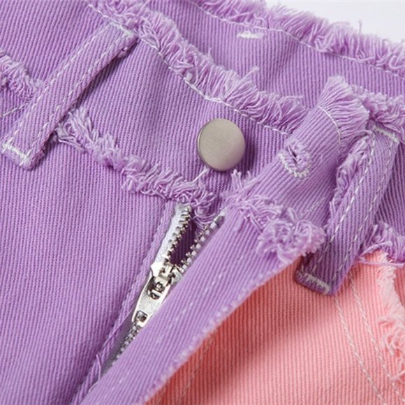 Patchwork Contrast High Waist Pants Denim Jeans - Picture 10 of 16